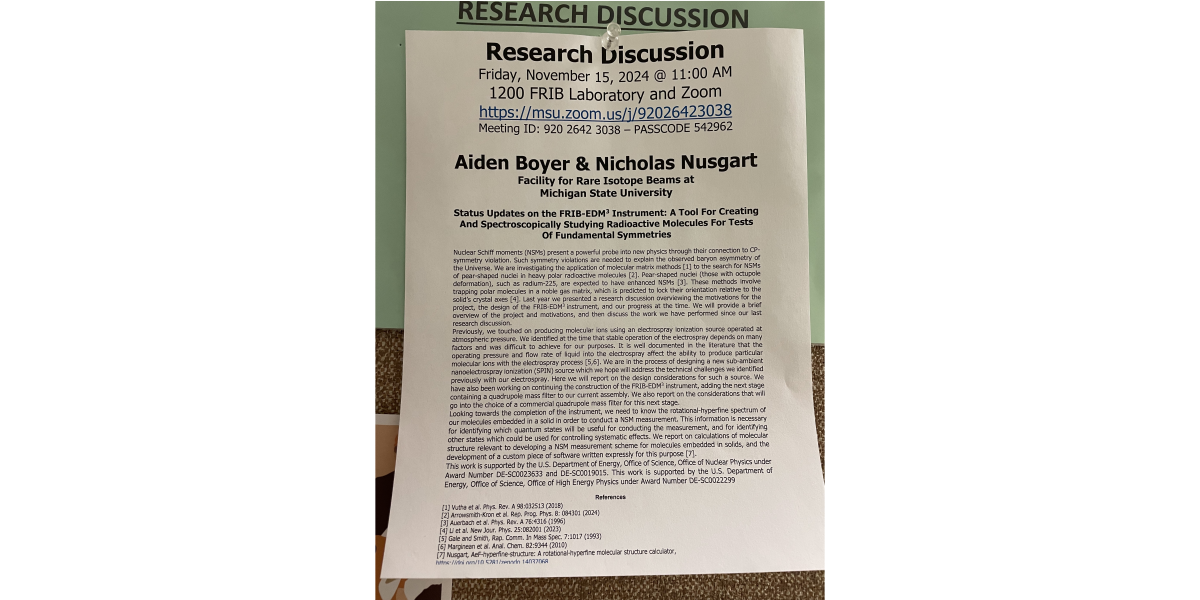 Research Discussion Fall 2024: Status Updates On FRIB-EDM3